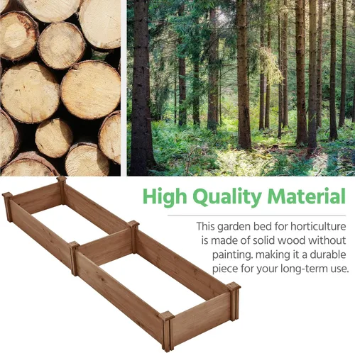 Vista 6 de Yaheetech Cama de jardín elevada de madera para horticultura de 8 x 2 pies, caja de plantación elevada divisible para flores/vegetales en patio