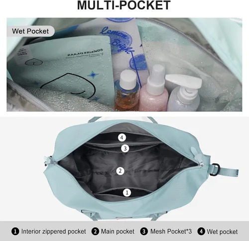 Vista 3 de Bolsa de lona de viaje, bolsa de gimnasio deportiva, bolsa de hombro para fin de semana para mujer