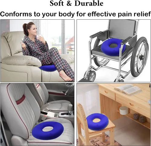 Vista 4 de Almohada de hemorroides, almohada inflable para aliviar el dolor del coxis, cojines de asiento de coxis para aliviar la presión de las úlceras