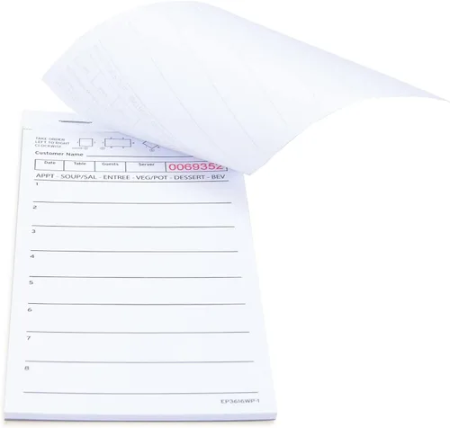 Vista 4 de DGBDPACK Guest Check Pads EP-3616WP-1 (10 Pads), Total 500 Hojas Blancas Libreta de Camarera, Blocs de Pedidos de Servidor para Restaurante