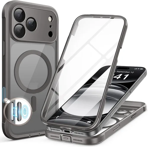 Vista 29 de BERFY Funda para iPhone 17, compatible con MagSafe, protector de pantalla de privacidad integrado y protección de cámara, antiespía de cuerpo
