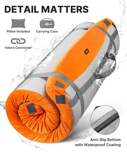 Vista 7 de GAIALOOP 4 INCH Extra Thick Memory Foam Camping Mattress, 30D Foam Camp Pad for Car Tent Cot, Roll Up Mattress for Guests Sleepovers RV Truck Camper