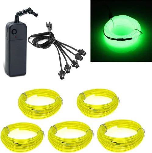 Vista 10 de ABALDI Cable EL, luz de neón portátil, funciona con pilas, paquete de cables electroluminiscentes, alto brillo para decoración de fiestas de Navidad