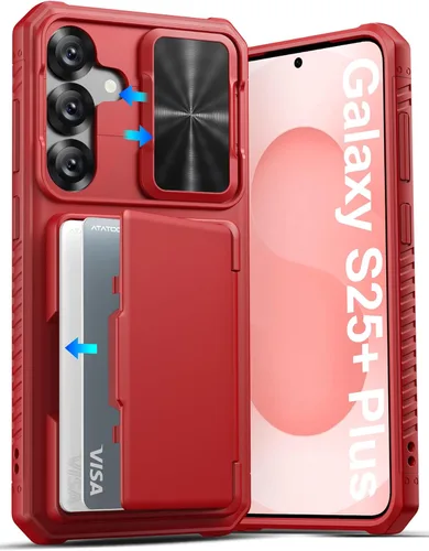 Vista 16 de ATATOO Funda tipo cartera para Samsung Galaxy S25, tarjetero integrado (3-5 tarjetas) [bloqueo RFID] y cubierta de cámara deslizante, protección