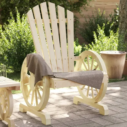 Garden Adirondack Chair, Natural Solid Fir Wood Outdoor Patio Furniture for Balcony, Classic Rustic Design, Weather-Resistant Seating for Adults