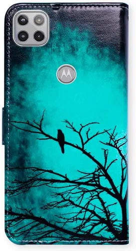 Vista 7 de Bcov Motorola One 5G Ace - Funda de piel con tapa y diseño de pájaro negro, con ranuras para tarjetas, cierre magnético y soporte