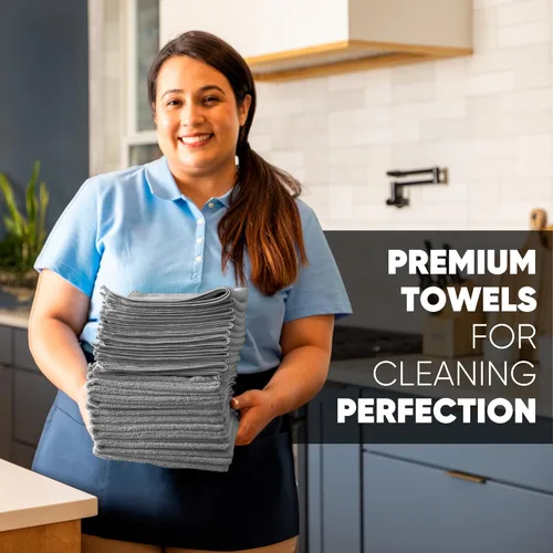 Vista 2 de Toallas de Cocina - Toallas de Microfibra con Tejido de Waffle Absorbentes, Sin Pelusas, Gruesas, Reutilizables, Comerciales, Suaves, para Manos
