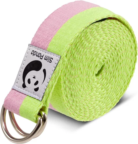 Vista 14 de Correa de yoga Slim Panda para estiramiento, Correa de yoga de algodón con hebilla ajustable en forma de D, Correa de yoga no elástica para pilates
