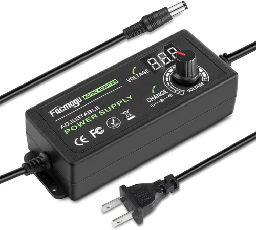 Vista 8 de Facmogu Fuente de alimentación ajustable de 3V-12V 5A 60W con pantalla LED, CC variable 3V 5V 6V 9V 12V Adaptador universal AC/DC, 100V-240V AC a DC
