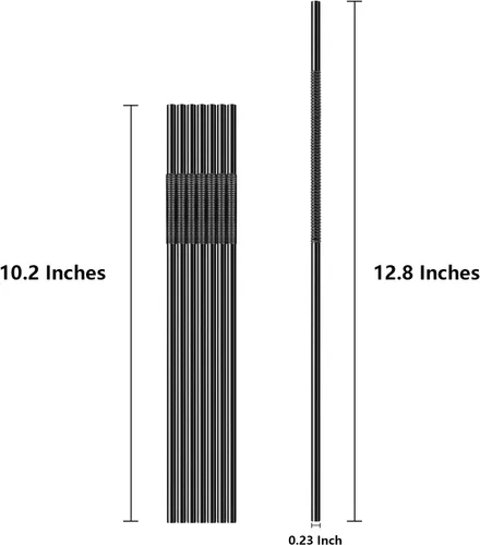 Vista 2 de [Envueltas individualmente] 100 popotes de plástico flexibles negros, popotes flexibles desechables, 10.2 pulgadas de largo y 0.23 pulgadas