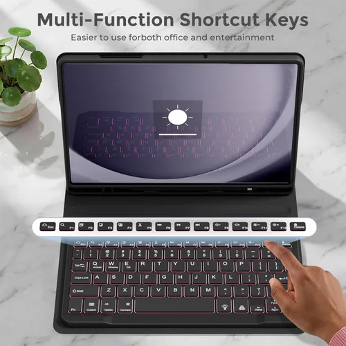 Vista 6 de Funda de teclado para Samsung Galaxy Tab A11+ Plus 2025/A9+ Plus de 11 pulgadas 2023, Samsung A9 Plus funda para tablet con ranura para bolígrafo, 7