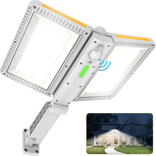 Vista 9 de ropelux Luces Solares para Exteriores, 6000LM Luces para Exteriores con Sensor de Movimiento Paneles Solares Dobles Grandes, IP65 Resistente al Agua