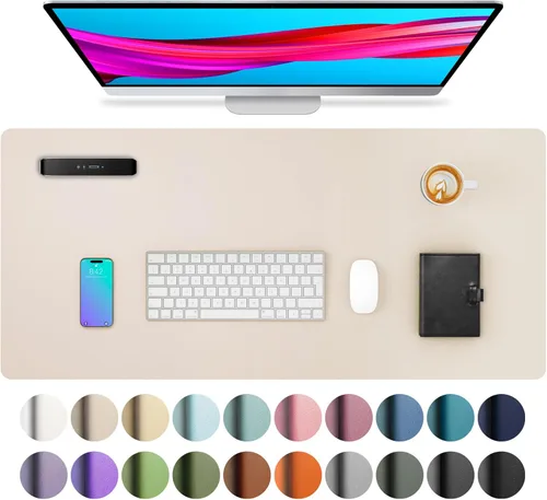 Vista 183 de Aothia - Protector de escritorio de cuero sintético impermeable y antideslizante para laptop, escritura y mouse, para oficina y hogar, 23.6 x 13.7