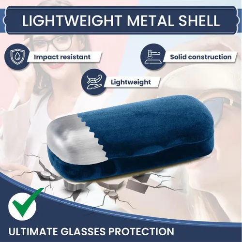 Vista 4 de Estuche rígido para gafas Funda protectora de terciopelo para gafas Estuche para gafas de sol con paño de limpieza