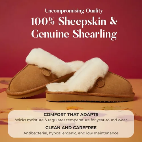 Vista 3 de Fireside by Dearfoams Women's Fireside Sydney Shearling Fur IndoorOutdoor Scuff Slipper With Wide Widths