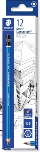 Vista 10 de STAEDTLER Mars Lumograph 4B Lápiz de dibujo de arte de grafito, medio suave, mina unida resistente a la rotura, paquete de 12, 100-4B