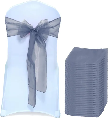 Vista 34 de Bandas de organza para decorar sillas en bodas y eventos, 100 unidades, organza, Manzana Verde (Apple Green), 10