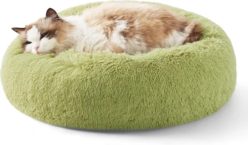 Vista 20 de Bedsure - Cama calmante para perros pequeños y medianos, lavable, con forma de dona, antideslizante, afelpada, esponjosa, pelo sintético, cama