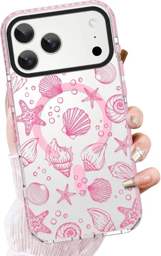 Vista 10 de OOK Funda magnética transparente para iPhone 17, lindo encaje floral negro Encaje Negro Floral