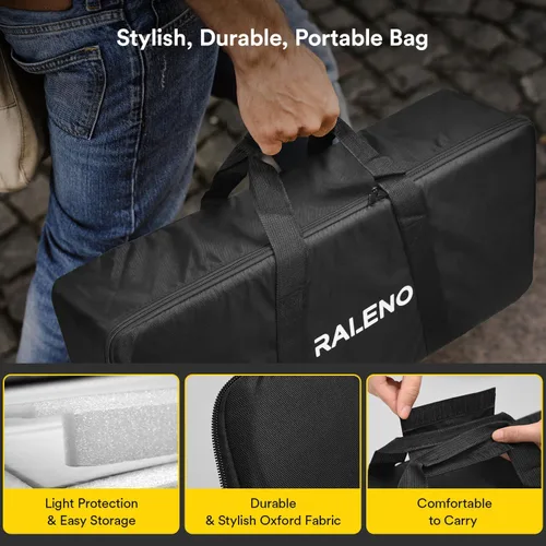 Vista 6 de RALENO 13" Edge-Lit LED Video Light Panel Kit (2-Pack), Bi-Color 2500K-6500K Soft Studio Lights with CRI 95+, 75" Stand & 8000mAh Battery