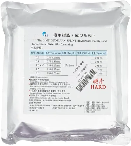 20 piezas de férula dental 0.039 in termoformado hoja de material de prótesis oral modelo rebanada de molde para la formación de vacío duro 5"x5"