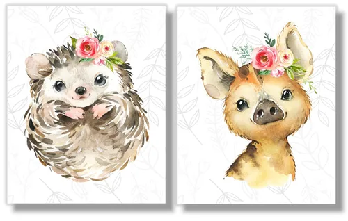 Vista 8 de Woodland Animals Wall Art Prints - Nursery Decor - Set of 6-8x10 - Unframed - Watercolor