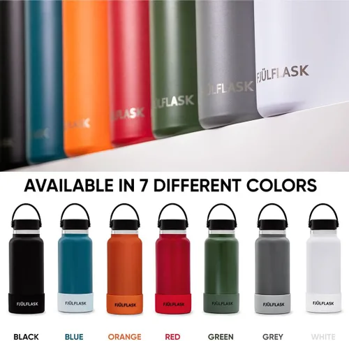 Vista 7 de FJULflask - Botella de agua aislada al vacío de 32 onzas, taza térmica de acero inoxidable, tapa de boca ancha, tapa de rosca y tapa de rosca