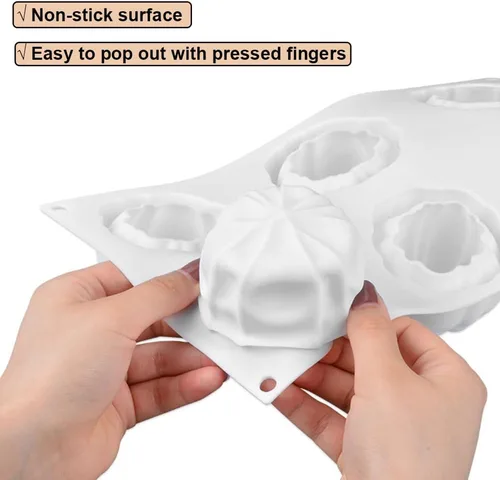 Vista 3 de EchoDone Molde de silicona para calabaza, 6 cavidades, molde para hornear cupcakes, bandeja de mousse, moldes para decoración de pasteles de cocina