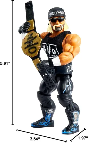 Vista 7 de Mattel WWE Superstars Figura de acción y accesorios, serie 1 "Hollywood" Hulk Hogan Retro coleccionable con manos intercambiables