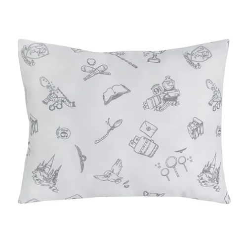 Vista 3 de Warner Brothers Harry Potter Magical Moments - Almohada decorativa de recuerdo gris y blanco
