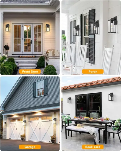 Vista 113 de VIANIS Lámpara de pared dorada para exteriores, sensor de atardecer a amanecer, apliques de montaje en pared exterior para casa, lámparas de pared