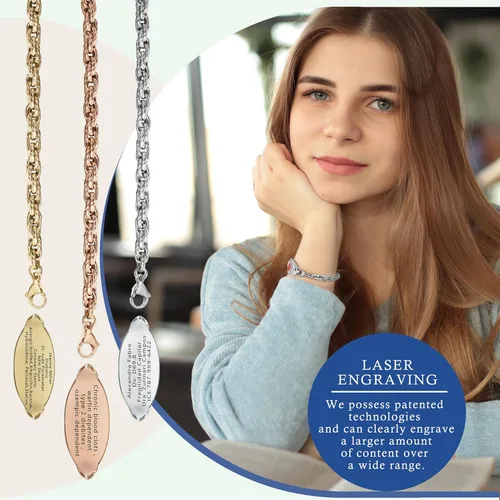 Vista 5 de Pulseras de alerta médica personalizadas para mujeres con grabado gratis, pulsera de identificación de emergencia personalizada impermeable