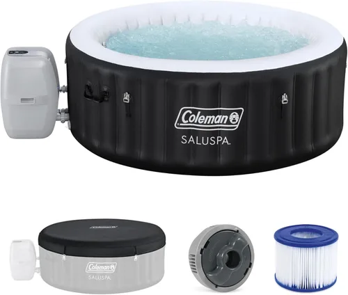 Coleman Miami - Bañera de hidromasaje inflable para 2 a 4 personas, spa portátil de bajo consumo redondo para exteriores con 120 AirJets, 71 x 26