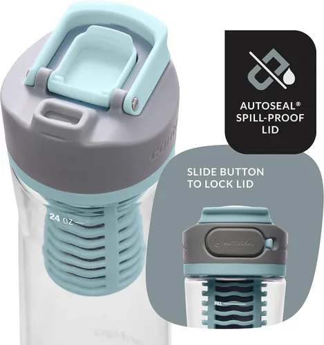 Vista 3 de Contigo Clybourn Botella de agua de plástico con filtro FreeFlow con tapa AUTOSEAL a prueba de derrames 24 onzas, sal