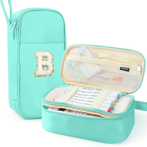 Vista 68 de Estuche Grande para Lápices, Bolsa de Lápices de Gran Capacidad, Bolsa de Lápices Personalizada con Inicial con Cremallera Suave, Múltiples
