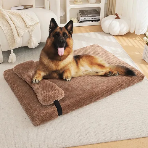 Vista 15 de huraty Cama para perros con almohada para perros pequeños, cama ortopédica para perros con funda extraíble, alfombrilla lavable para mascotas