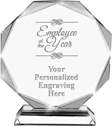 Vista 24 de Premio de cristal personalizado de 6.75 pulgadas con grabado - Premios de trofeos personalizados