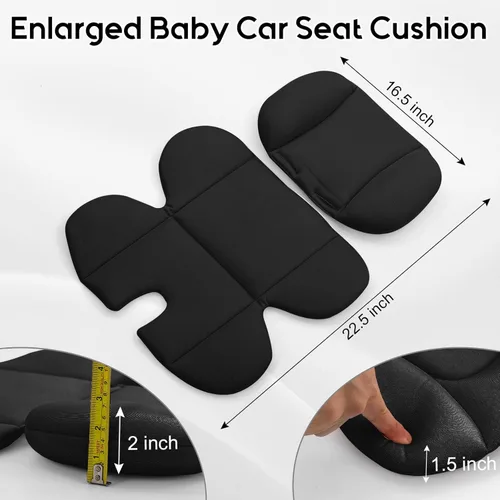 Vista 6 de Inserto de asiento de coche para bebé con 2 reposacabezas para prematuros a niños pequeños, soporte de cabeza de asiento de coche para bebé