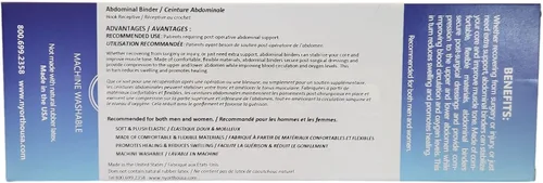 Vista 2 de NYOrtho Faja Abdominal de 6" 2 Paneles - Vendaje de Compresión Post-Cirugía para Hombres y Mujeres - Cinturón de Soporte Abdominal para Hernia