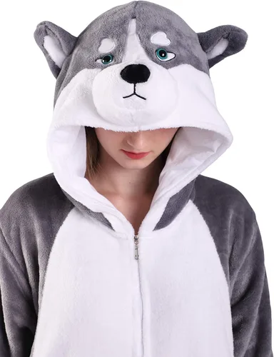 EJsoyo - Pijama mameluco para adultos con diseño de conejo, ropa de dormir, diseño de león y cachorros, de dibujos animados, disfraz y pijama para
