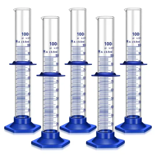 Vista 10 de 10 piezas de cilindro graduado, cilindro de medición, cilindros de laboratorio de vidrio grueso, cilindro graduado de vidrio, cilindro de medición