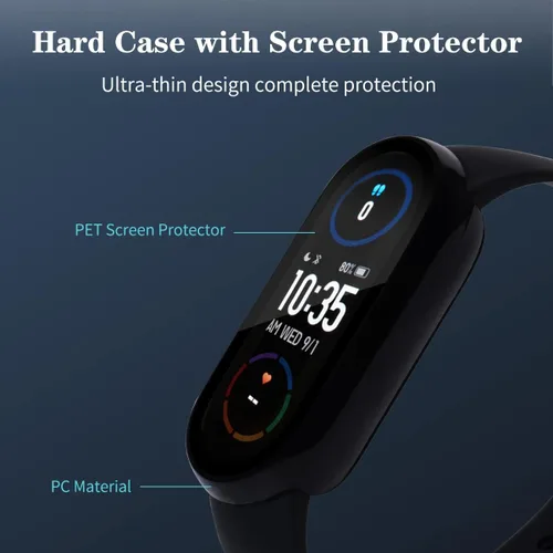 Vista 4 de [Paquete de 2] Funda con protector de pantalla de vidrio templado compatible con xiaomi Band 7, dureza 9H 360° Protección completa ultrafina funda