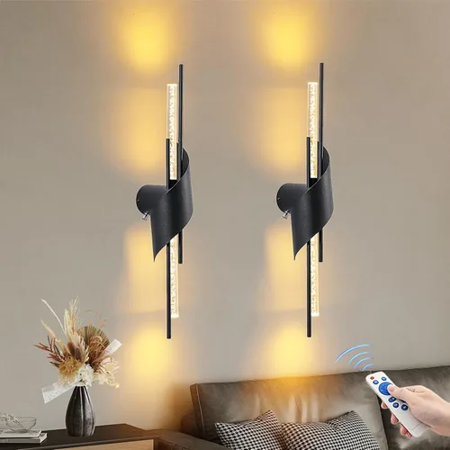 camuucci Battery Operated Wall Sconces Set of Two,Modern Wireless Wall Lights,LED Rechargeable 20000mAh Not Hardwired Remote Control Dimmable Wall