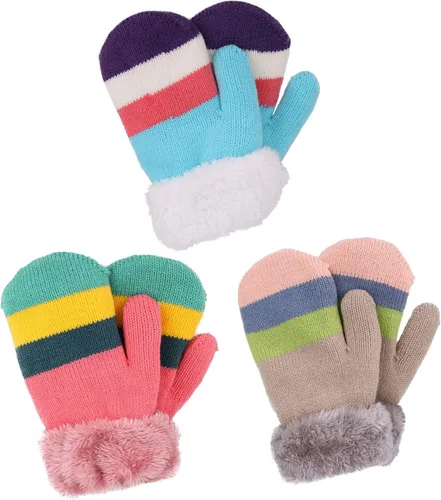 Arctic Paw 3 pares de guantes de invierno con forro de sherpa para niños y niñas