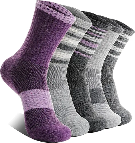 EBMORE 5 pares de calcetines de senderismo de lana merino para mujer, térmicos, cálidos, para botas de invierno, calcetines de regalo de trabajo