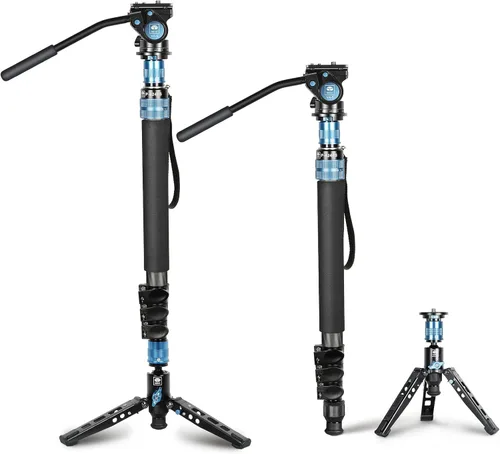 Vista 9 de SIRUI P-424FL Kit de monopie de cámara de fibra de carbono, monopie de video profesional resistente de 78 pulgadas con cabezal de video fluido VA-5