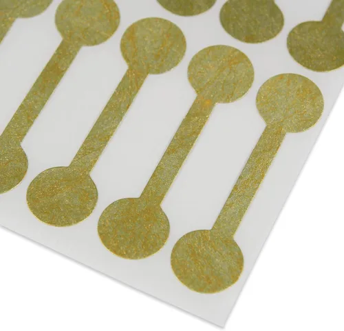 Vista 3 de 500 etiquetas adhesivas de precio de joyería, etiquetas envolventes – Centro no adhesivo, extremos adhesivos permanentes.