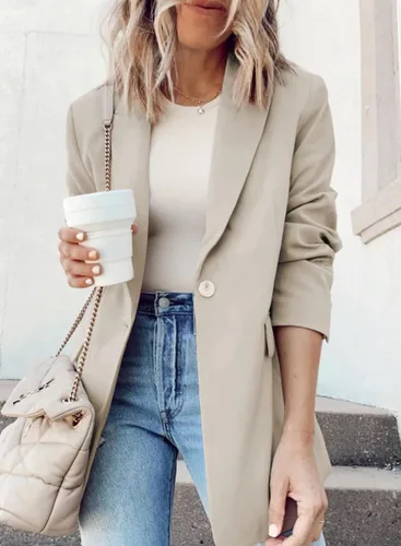 Vista 3 de Dokotoo Chaquetas Blazer para Mujer 2024 de Primavera con Cuello de Lapel y Botones para Negocios Casual
