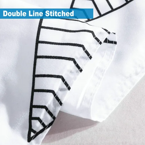 Vista 4 de KFZ Juego de funda de edredón triangular, tamaño Queen, 3 piezas, súper suave, color blanco y negro, tamaño Queen con 1 funda de edredón