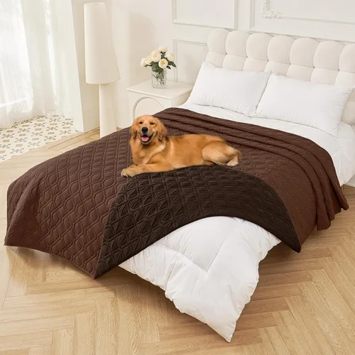 Vista 66 de Smiry Funda impermeable para cama de mascota, suave y lavable, para muebles, cama, sofá, reversible, a cuadros (30 x 53 pulgadas, color beige/beige)